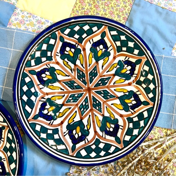 Vintage Handmade hand painted Moroccan Set of Two Plates - Picture 3 of 6